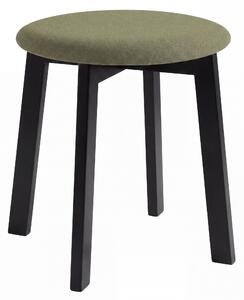 MAZZONI EXPORT Taburet rotund ZOI Verde (Storm 34) / cadru din lemn de fag negru