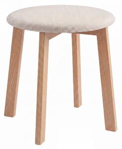 MAZZONI EXPORT Taburet rotund ZOI Bej Deschis (Storm 04) / cadru din stejar