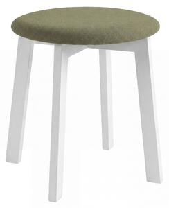 MAZZONI EXPORT Taburet rotund ZOI Verde (Storm 34) / cadru din lemn de fag alb
