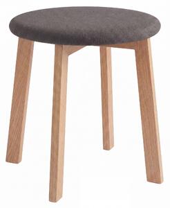MAZZONI EXPORT Taburet rotund ZOI Bej Taupe (Storm 26) / cadru din stejar