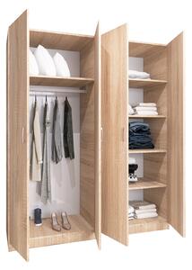 Dulap Haine cu 4 usi, L140 x H200 x A50cm, Material Pal18mm, Culoare Stejar Sonoma