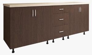 Corp Inferior Bucatarie L200xA50xH90 cm, Culoare WENGE, Pal 18mm, Blat Termorezistent 2.8 cm