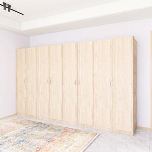 Dulap Haine cu 8 usi cu bara haine, L320 x H200 x A50cm, Material Pal18mm, Culoare Stejar Sonoma