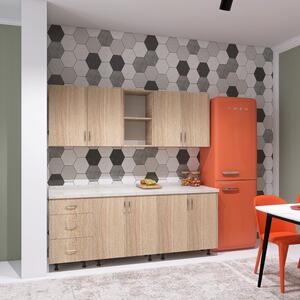 Bucatarie 200 cm DARIA, Culoare SONOMA, Material PAL 18mm, Blat Termorezistent de 2,8 cm