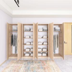 Dulap Haine cu 8 usi cu rafturi si bara haine, L320 x H200 x A50cm, Material Pal18mm, Culoare Stejar Sonoma