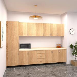 Bucatarie Claus 300 cm, Material PAL 18mm, Culoare Stejar Sonoma, Blat termorezistent 2.8cm