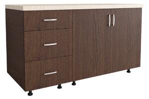 Corp Inferior Bucatarie L120xA50xH90 cm, Culoare WENGE, Pal 18mm, Blat Termorezistent 2.8 cm