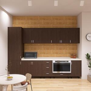 Bucatarie Claus 260 cm, Material PAL 18mm, Culoare Wenge, Blat termorezistent 2.8cm