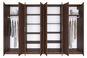 Dulap Haine cu 8 usi cu rafturi si bara haine, L320 x H200 x A50cm, Material Pal18mm, Culoare Wenge