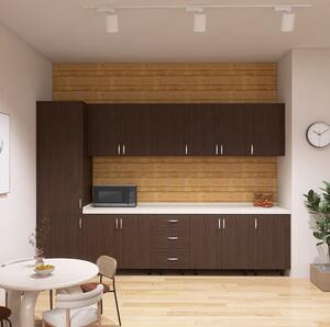 Bucatarie Claus 300 cm, Material PAL 18mm, Culoare Wenge, Blat termorezistent 2.8cm 240cm
