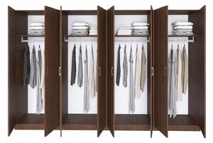 Dulap Haine cu 8 usi cu bara haine si rafturi, L320 x H200 x A50cm, Material Pal18mm, Culoare Wenge