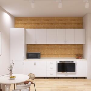 Bucatarie Claus 260 cm, Material PAL 18mm, Culoare Alb, Blat termorezistent 2.8cm