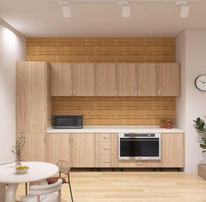 Bucatarie Claus 260 cm, Material PAL 18mm, Culoare Stejar Sonoma, Blat termorezistent 2.8cm