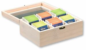 Kesper 57902 Organizator ceai bambus, 6compartimente, alb, 21,5 x 16 x 9 cm