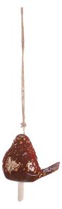 Clopot suspendat din ceramică Pasăre, maro , 13 x45 x 9 cm