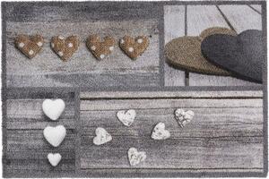 Covoraș intrare Ambiance Hearts taupe 50x75 cm