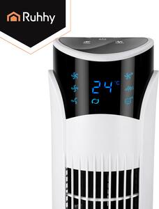 Ventilator alb cu picior, silențios, cu telecomandă și afișaj LED