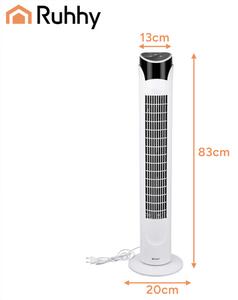 Ventilator alb cu picior, silențios, cu telecomandă și afișaj LED
