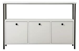 Comodă SOLACE, alb/negru, PAL melaminat/metal, 120x35x77 cm
