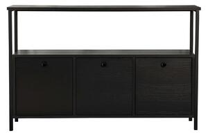 Comodă SOLACE, negru, PAL melaminat/metal, 120x35x77 cm