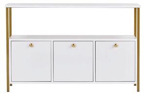 Comodă SOLACE, alb/auriu, PAL melaminat/metal, 120x35x77 cm