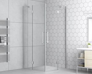 Cabină de duș pătrată form&style BALLINO 90x90x195 cm profil crom sticlă transparentă