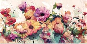 Tablou canvas Watercolor Flowers XI 50x100 cm