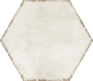 Gresie hexagonală porțelanată glazurată rectificată bej 21,5x25 cm