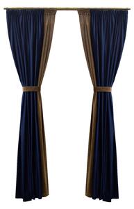 Set draperii Velaria catifea navy cu maro, 2x140x260 cm