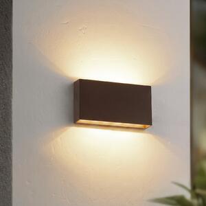 Lindby Lampa de perete pentru exterior cu LED Lucande Jarte, 20 cm, maro, IP65, Maro / Rugină, Plastic, Modern
