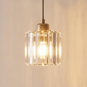 Opviq Lampă suspendată Yakops, aurie, Ø 13 cm, sticlă/metal, E27, reglabil, Auriu / Alamă, Camera de zi / sufragerie, Sticlă
