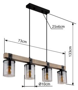 Brilagi - Lustră suspendată pe cablu VISTA 4xE27/60W/230V stejar