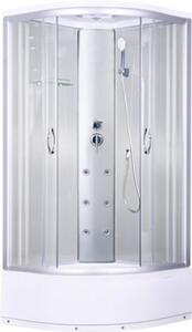Cabină de duș completă cu hidromasaj Sanotechnik Simplowhite TM15W, 88x88x215 cm, cădiță înaltă, profile cromate