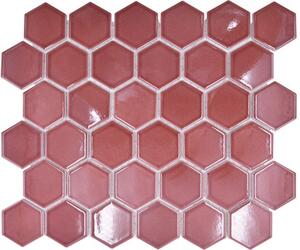 Mozaic piscină ceramic HX540 Hexagon Uni roșu 32,5x28,1 cm