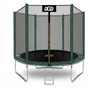 Aga SPORT TOP Trambulină 250 cm Verde închis + plasă de protecție + scară