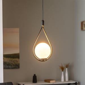 Opviq Lampă suspendată Mudoni MR-937 1 bec negru/opal sticlă, reglabil, Negru, Camera de zi / sufragerie, Sticlă, Modern, glob