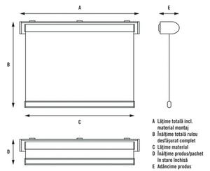 Rulou opac Soluna V33 gri 40x175 cm, casetă albă