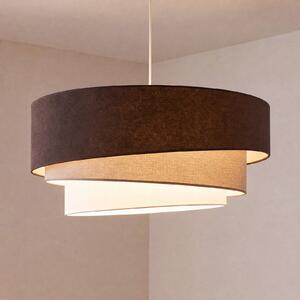 Duolla Lampă suspendată Trio, maro/bej, Ø 60 cm, material textil, E27, Maro / Rugină, Camera de zi / sufragerie, Țesătură / Textil, Viața tânără