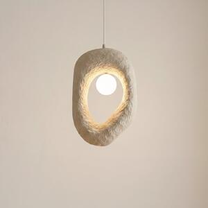 Opviq Lampă suspendată Zoga, ecru, 50 x 30 cm, fibră de sticlă, E27, reglabil, Bej, Camera de zi / sufragerie, Plastic, Modern