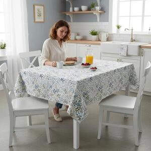 Fata de masa teflonata din bumbac, 160x320cm, floral delicat