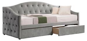 KONDELA Pat cu spaţiu de depozitare, 90x200, ţesătură Velvet gri, ZASKA