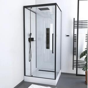 Cabină de duș completă Aurlane Urban 2 90x90x215 cm, sticlă securizată transparentă, profil negru