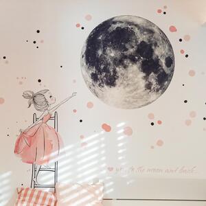 Autocolant pentru perete - Lună și fată pe scară