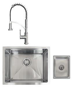 SET Chiuveta SanDonna HD5040 crom din inox HandMade sub blat + Baterie SanDonna MONA crom flexibila - Inox