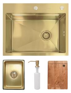 Chiuveta de bucatarie din inox SanDonna HD6050 cu accesorii - Auriu