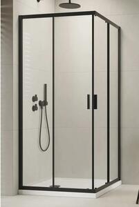 Set cabină de duș pătrată Radaway Alienta Black C800 cu cădiță de duș si sifon, 80x80 cm, sticlă transparentă, profil negru