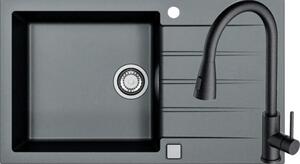Pachet chiuvetă bucătărie granital Alveus Cadit 40 Carbon + baterie Primrose