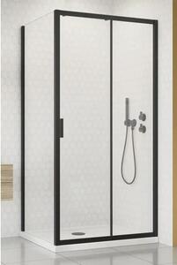Set cabină de duș pătrată Radaway Alienta Black DWJ+S cu cădiță de duș si sifon, 80x120 cm, sticlă transparentă, profil negru