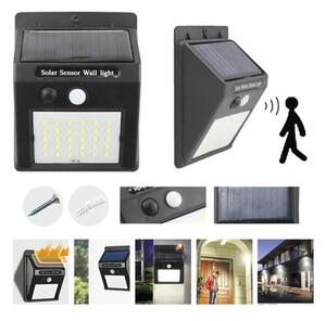 Lampă solară cu LED Flink 120 lumeni 6500K, senzor de mișcare, plastic negru