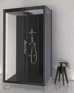 Cabină de duș completă cu hidromasaj Aurlane Phantom, 80x115x230 cm, sticlă securizată 6 mm, profil negru